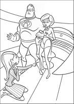 coloriage les indestructibles dans le vaisseau